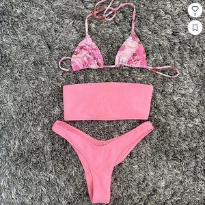 Pink bikini set with extra top